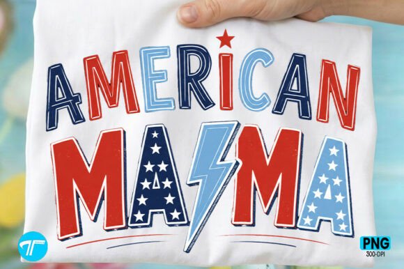 Celebrate Independence: The American Mama 4th July USA Mom Shirt PNG
