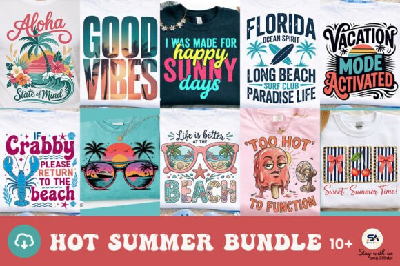 Hot Summer Quote Bundle Bow PNG: Vibrant Designs for Your Projects