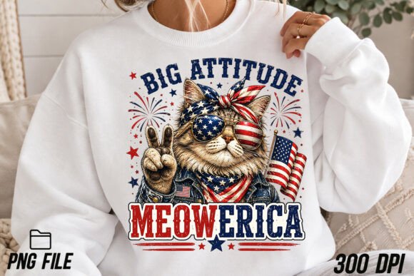 Meowerica: A Funny American Patriotic PNG for Creative Projects