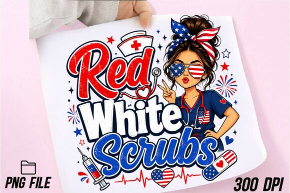 Red White Scrubs Patriotic Nurse PNG: A Designer's Guide