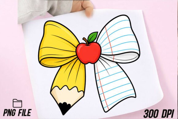 Teacher Pencil Paper Bow PNG: Creative Assets for Educators