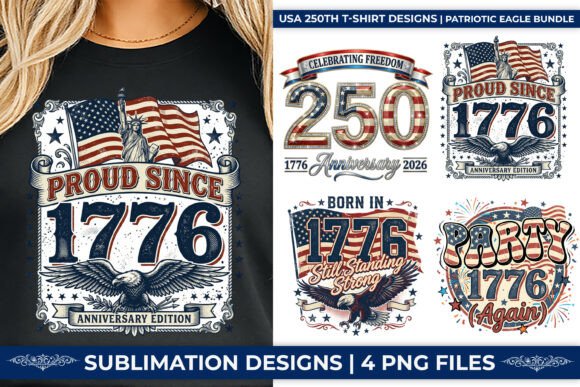 USA 250th Anniversary 1776-2026 T-Shirt Design Bundle