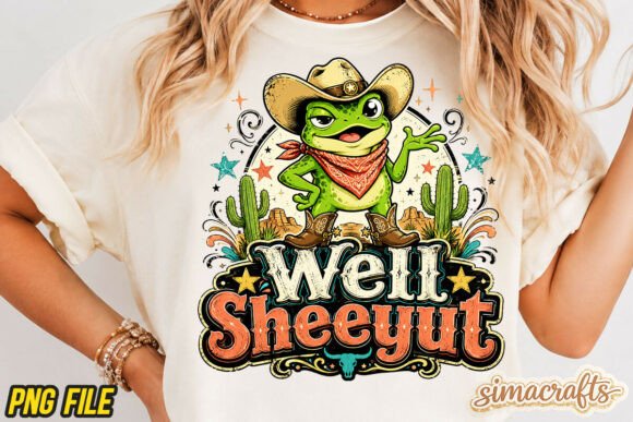 Well Sheeyit Frog PNG Sublimation: A Snarky Western Design Asset