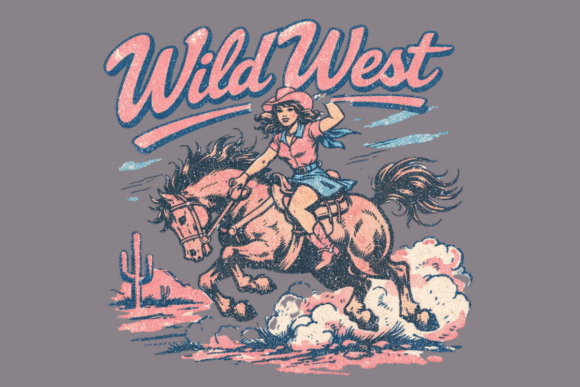 Western Cowgirl Retro Rodeo PNG: Vintage Style for Modern Projects